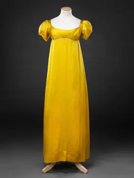 império cintura com vestidos de Regência era Vestido de Jane Austen Vintage Vestido de Cintura Alta de Chá vestido de Festa vestido de vestido amarelo