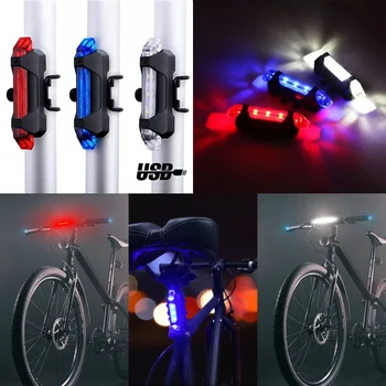 IP67 Impermeável USB Recarregável 5 LED Luz de Bicicleta de Montanha Colorida de Alto Brilho, o Aviso de Segurança Bicicleta de Cauda Luz Traseira