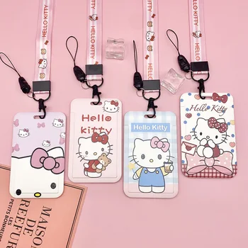 Kawaii Sanrios Hello Kitty Cinnamoroll Mymelody Kuromi Anime De Cartão De Crédito, Cartão De Identificação Do Trabalho Passam Caso, A Proteção Do Cordão De Artigos De Papelaria