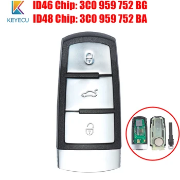 Keyecu ID46 Chip 3C0 959 752 BG / ID48 Chip 3C0 959 752 BA Smart Remote Chave do Carro Fob 3 Botões 433MHz para VW Volkswagen Passat CC
