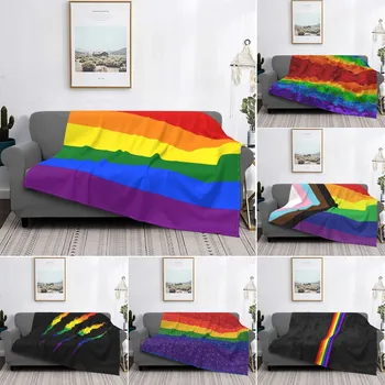 LGBT Ultra-Macio Velo do Orgulho Gay Bandeira do arco-íris Jogar Cobertor de Flanela Quente Lésbicas, Bissexuais, Mantas para o Sofá-Cama Sofá King Size