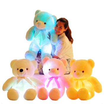 Luminosa 25/30/50cm Criativo Luz LED Colorido Brilhante Ursinho de Pelúcia de Animais Brinquedo de Pelúcia de Presente de Natal para Criança