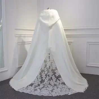 Luxo Novo Casamento Branco Marfim Envolve Xale Capes Longo Trem De Renda Borda Com Capa Apliques De Noiva Mantos Feitos Os Casacos De