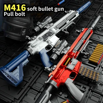 M416 Shell Jogando Retirar a Arma 98K Pistola de Airsoft Macio Bala de Arma de Brinquedo Arma Crianças Blaster Atirar ao ar livre Jogo de Meninos