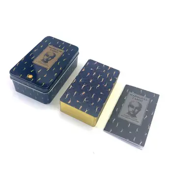 Madehouse Tarot Decks de cartas de tarô, em Metal, Caixa de Estanho 10cm*6cm jogos de tabuleiro ouro verde banhado a Borda 78 cartas com manual de papel