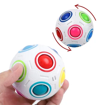 Magia Cubo Rubix arco-íris Bola Cubo da Velocidade de Futebol de Quebra-cabeça de Bola Fidget Brinquedos para Crianças, Adultos Apaziguador de Descompressão Bola