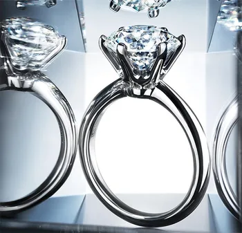 Marca clássica anel Real 925 prata Esterlina 1ct Diamante Banda de Casamento de Anéis para as mulheres de Noiva Instrução Jóia do Partido