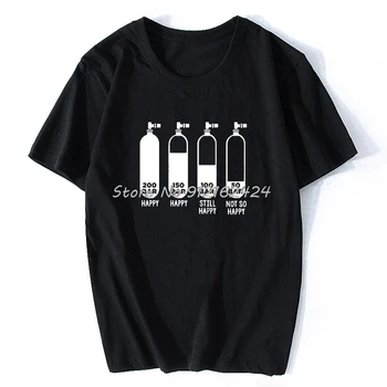 Mergulhador 200 Bar Camisetas Divertidas Homens Verão Do Algodão Harajuku Manga Longa O Pescoço Streetwear Tops De Grandes Dimensões Pulsação De Mergulho