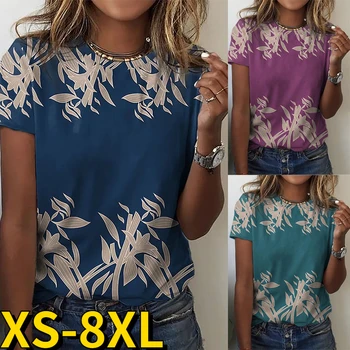 Moda das Mulheres T-Shirt Vintage Imprime Tops de Verão Senhoras de Manga Curta Casual Solta 3D Floral Impresso T-Shirt Roupa Diária