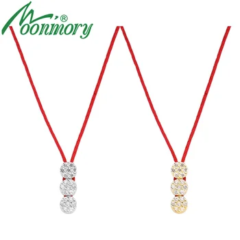 Moonmory 100% 925 Silver Três Redondo De Cristal Redline Colar Para Mulheres De Pescoço Ajustável Cadeia De Jóias De Presente De Natal