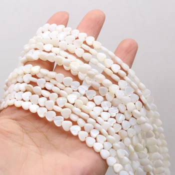 Natural shell de contas de madrepérola coração de forma solta espaçador shell frisado para fazer jóias DIY colar pulseira acessórios