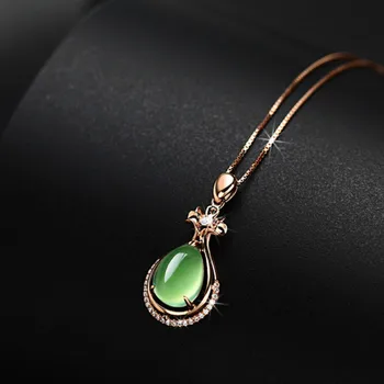 Natural Verde Jade Gota de Água Pingente de Prata 925 Colar de Jadeite Calcedônia Amuleto de Moda Charme Jóias de Presentes para Mulheres de Seu