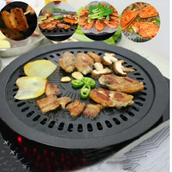Non-vara coreano Churrasqueira a Gás Assar Rodada Frigideira Grelhe a Carne Gravador para o Churrasco de Calor da Placa de Grades de Ferramentas de Cozinha Utensílios de cozinha
