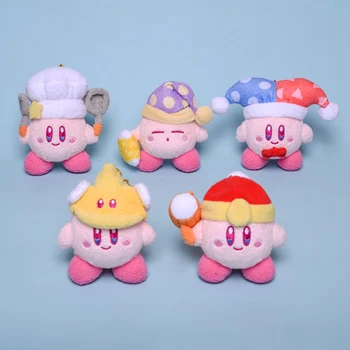 Novo Kirby Brinquedos de Pelúcia Chaveiro Chef Bebida de Pelúcia Pingente de Chaveiro Cartoon cor-de-Rosa Kirby Keychian Mochila Ornamento para a Menina Amigo