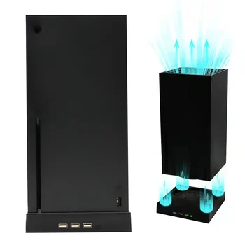 Novo Suporte Vertical com 2 Ventiladores de Refrigeração Série X 3-Velocidade do Cooler para Xbox Série X Console de Jogo de Titular com 3 Portas USB