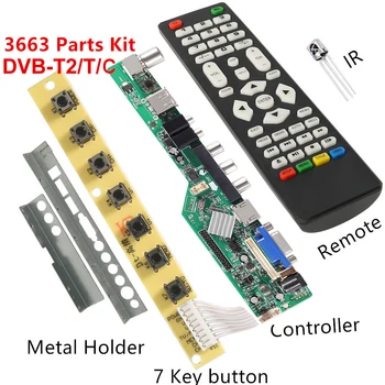 O DS.D3663LUA.A81.2.PA V56 V59 Universal Driver de LCD, Suporte de Placa DVB-T2 TV Refeições+7 Interruptor da Chave de+IR 3663