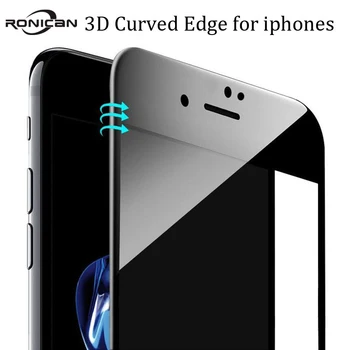 Para o iPhone de 6 X 6 7 8 Plus Telefone Protetor de Tela do Filme 9H Brilhante 3D Curvas de Fibra de Carbono Macio Borda de Vidro Temperado Para iPhone XS