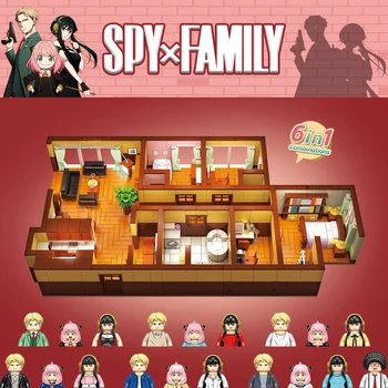 Popular série de Anime Spy x Família Anya Loid Yor Sala de Blocos de Construção de Mini-Figuras de Ação Casa de Tijolos de Brinquedos Para as Crianças Presentes de Natal