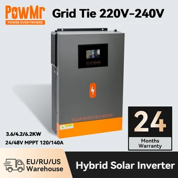 PowMr Híbrido Inversor de energia Solar Na Grade 24V 48V MPPT 140.O-120A do Laço da Grade do Inversor 230V Pura da Onda de Seno Max Pv Poder 6500W 6200W