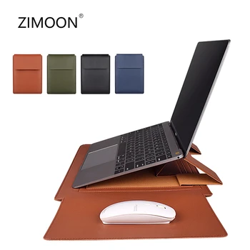 PU capa de Couro para Macbook Air Pro 13/14/15 polegada Luva de Saco com Suporte Notebook Bolsa porta-documentos com Mouse Pad