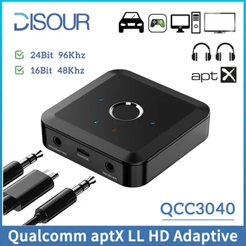 QCC3040 2 EM 1 BT 5.2 Transmissor Receptor 24bits 96Khz AUX de 3,5 MM para RCA aptX Adaptável LL HD de Baixa Latência Multi-Ponto sem Fio Adapte