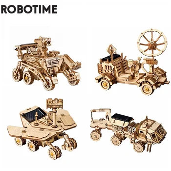 Robotime Quebra-cabeça 3D 4 Tipos Móveis de Madeira, Brinquedos de Espaço de Caça de Energia Solar a Construção de Kits de Presente para as Crianças Adolescentes Adultos LS402