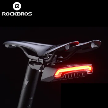 ROCKBROS Bicicleta de Cauda Luz Recarregável sem Fio Impermeável do MTB de Segurança, de Controle Remoto Inteligente da Vire Sinal de Luz de Bicicleta de Aviso