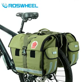 ROSWHEEL 14686 Lona 50L Roll-top Ajustável Sacos de Bicicleta Portador da Bagagem Montagem Rápida Sela Pannier Mão de transporte