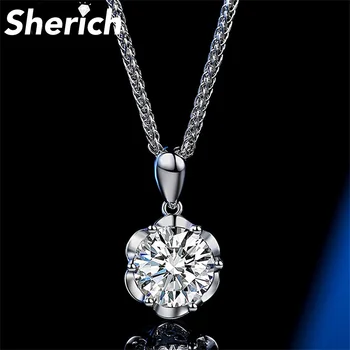 Sherich Flor 2ct Moissanite Diamond 100% 925 Silver Moda Chopin Corrente Pingente de Colar das Mulheres da Marca de Jóias Finas