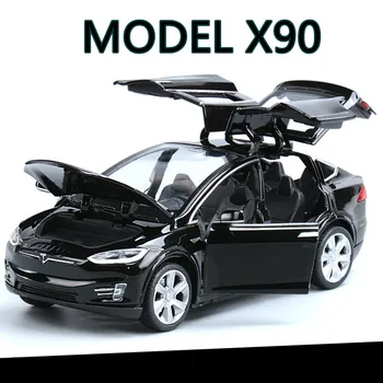 Simulação de alta 1:32 Tesla MODEL X 90 Liga de Modelo de Carro Diecasts Veículos de Brinquedo Carros de Brinquedo de Menino Brinquedos de Puxar de Volta a Piscar Som Garoto Presentes
