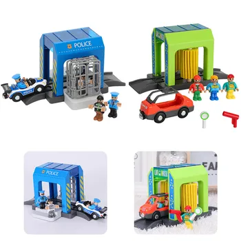 Simulação de Brinquedo de Plástico Estação de Lavagem de Automóveis Quarto de Cena Urbana Seguro Brinquedo infantil Set Compatível Com Madeira Faixa Jogos