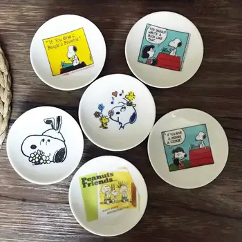Snoopy desenho animado Japonês de Cerâmica de Louça Bonito da Rodada Prato de Frutas Prato de Sobremesa Kawaii Anime Presentes de Aniversário para Crianças