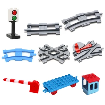 Trilha de veículo Conjuntos de Tijolos Ferroviária Grandes Ferroviário Construção de Blocos de Engate Faixa Acessório DIY Brinquedo para a Criança Compatível Série D do Carro de Presente