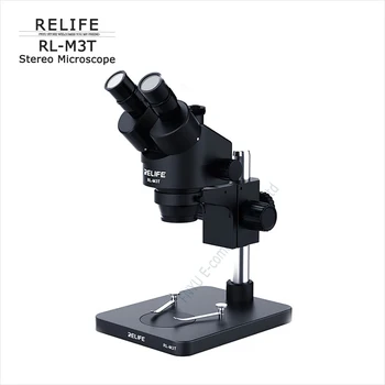 Trinocular HD estéreo microscópio RELIFE RL-M3T Pode ser instalado dispositivo de exibição Externo de 0,7-4,5 X zoom contínuo Multi-ângulo
