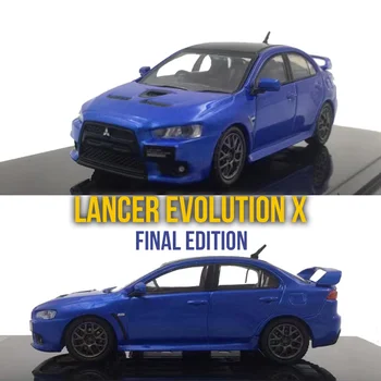 TW 1:64 Lancer Evolution EVO X Edição Final Modelo de Carro Azul Liga de Diorama Coleção de Carros em Miniatura Brinquedos Asfalto Funciona