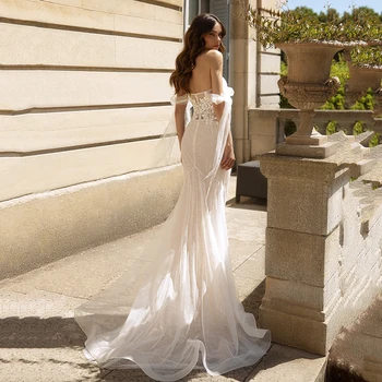 UZN Chic Sereia Vestido de Casamento de Renda Querida Fora As Alças de Vestidos de Noiva Apliques de Vestidos de Noiva 2023 Vestes De Mari