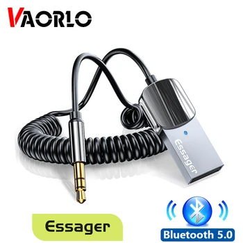 VAORLO Bluetooth 5.0 Aux Carro Receptor USB Para 3.5 mm Jack Adaptador de Áudio sem Fios de Música de Microfone bluetooth Car Kit Transmissor de alto-Falante