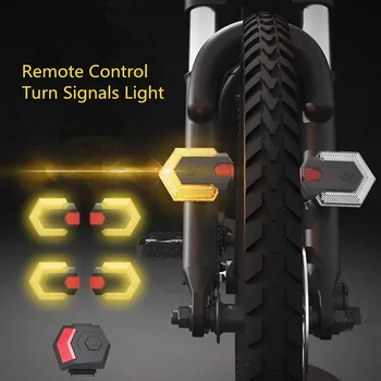 Venda quente 1 Conjunto Moto piscas Dianteiro e Traseiro Luz Inteligente de Controle Remoto sem Fio Bike Light de Ciclismo de Segurança LED de Aviso de lanterna traseira
