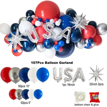 Vermelho, Branco e Azul Balões Garland Arco de 4 de julho de Decorações Bandeira Americana EUA Folha de Balões Para Patriótica Decorações do Partido