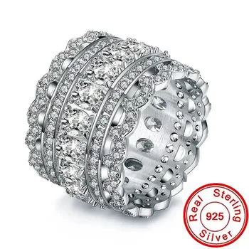 Vintage Laboratório de Diamante Anel de prata 925 Festa de Casamento, Anéis de viton para as Mulheres de Noiva Eternidade Envolvimento do Presente da Jóia