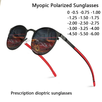 Vintage miopia óculos de sol das mulheres ronda os óculos de armação de óculos de dioptria homens unidade polorized prescrição de óculos de sol de 0 a -6.00