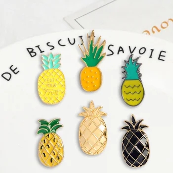 Vários abacaxi série de Emblemas Broches de desenhos animados Bonitos Fruto de Jeans Esmalte alfinetes de lapela partido Presentes para amigos Jóias por atacado