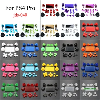 YuXi Conjuntos Completos Chrome Dpad R1 R2 L1 L2 Botões Para Sony Dualshock 4 Pro PS4 Slim JDS 040 JDS-040 Controlador sem Fio