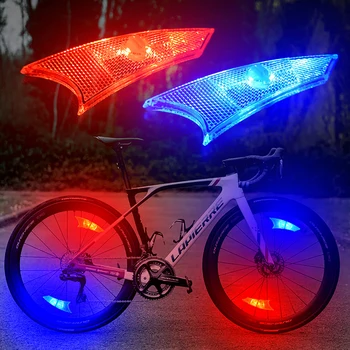 À prova de chuva Colorido de Refração Reflexiva Roda de Bicicleta Lâmpada LED Frontal Traseira Falou Luzes de Ciclismo de Luz da Decoração Acessórios